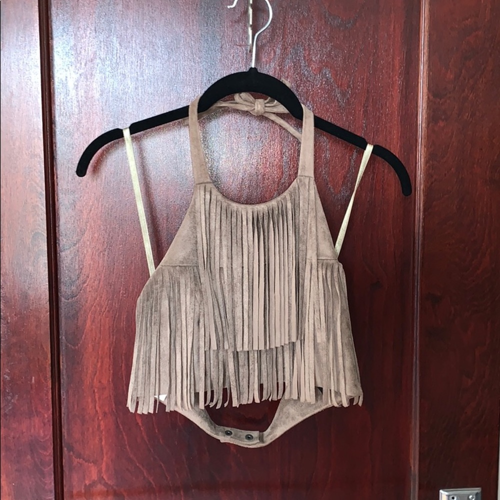 BCBG Max Azria Fringe Halter Top